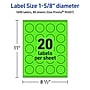 Avery Circle Multipurpose Labels, 1-5/8" Dia., Neon Green, 1600/Box (94507)~#|#~F54DCA5D-2996-43AF-B739AC754A468E15_sc7