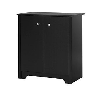 South Shore Vito Small 2-Door Storage Cabinet, Pure Black (10329)
