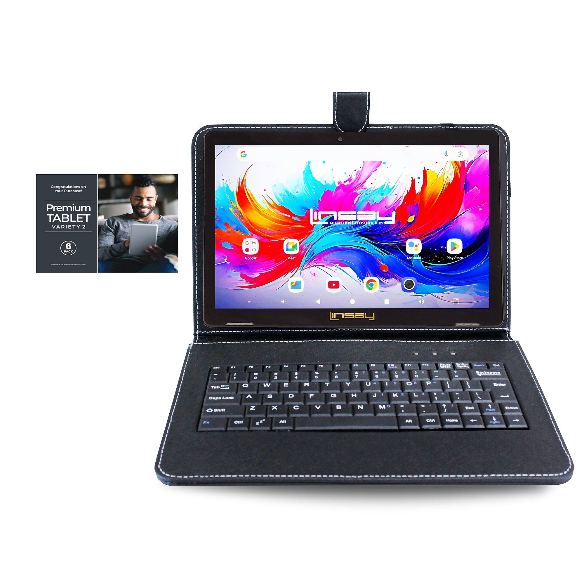 Linsay F10 Series 10.1″ Tablet, Wi-Fi, Octa Core, 256GB eMMC, Android 15, with Black Keyboard Case (F10XIPSBLACKSPLUS) Sansujyuku sansujyuku.com