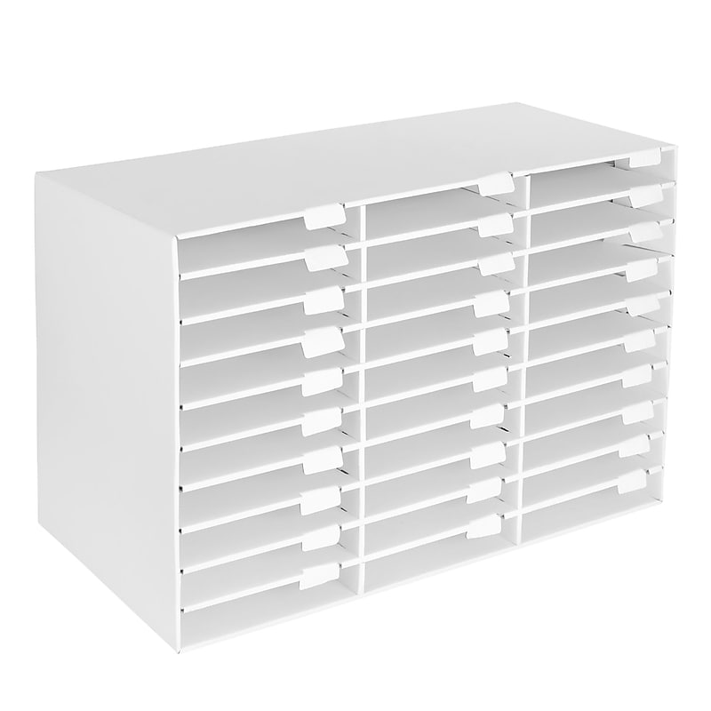 AdirOffice 30-Compartment Literature Organizer, 32" x 13", White (501-30-WHI) image 1