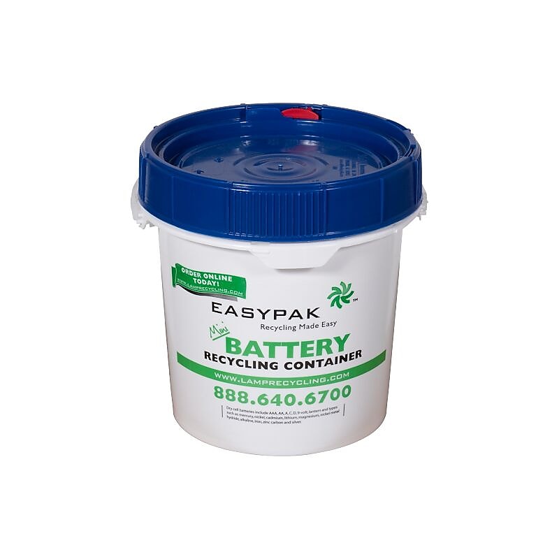 Terracycle Regulated Waste Plastic EasyPak Mini Battery Recycling Container, 1 Gallon, White (510-2100) image 1