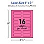 Avery Laser/Inkjet Rectangle Multipurpose Labels, 1" x 3", Bright Pink, 320/Pack (94224)~#|#~F5581A5F-6C12-4A89-B372C0CCC3DB823B_sc7