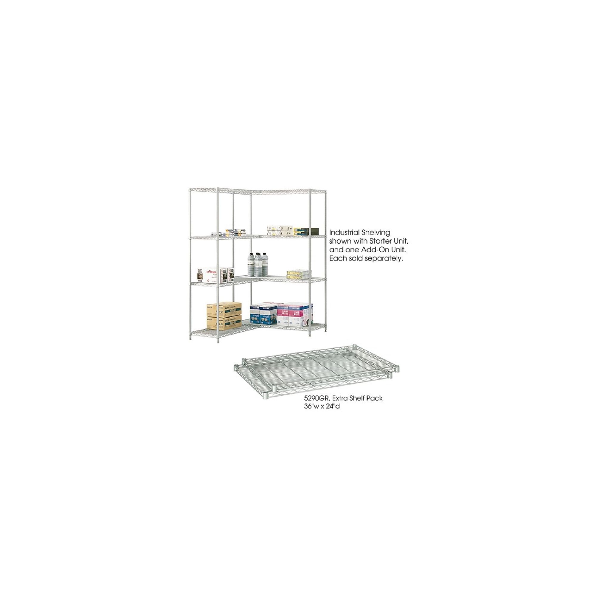 Safco Industrial Extra 2-Shelf Metal Shelf, 36″, Metallic Gray (5290GR) Sansujyuku sansujyuku.com