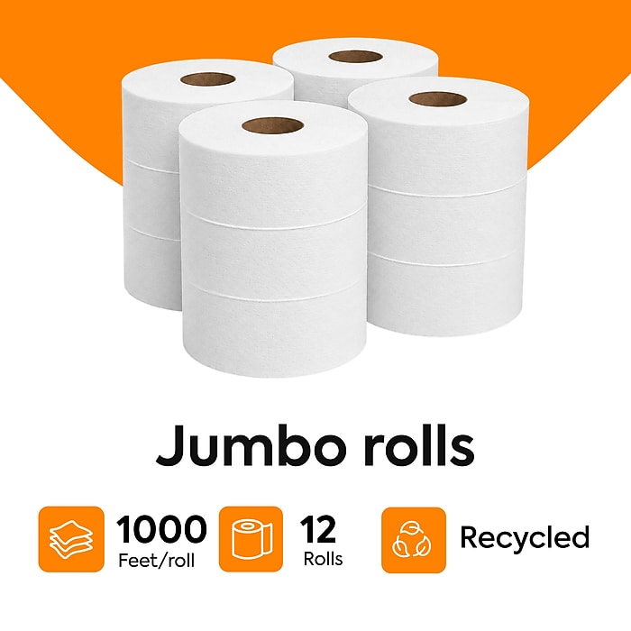 Coastwide Professional Recycled Jumbo Toilet Paper, 2-ply, White