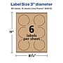 Avery Laser/Inkjet Multipurpose Circle Labels, 3" Dia, Kraft Brown, 90/Pack (94513)~#|#~F57190AD-799F-40CA-81BC9BE360942EE6_sc7