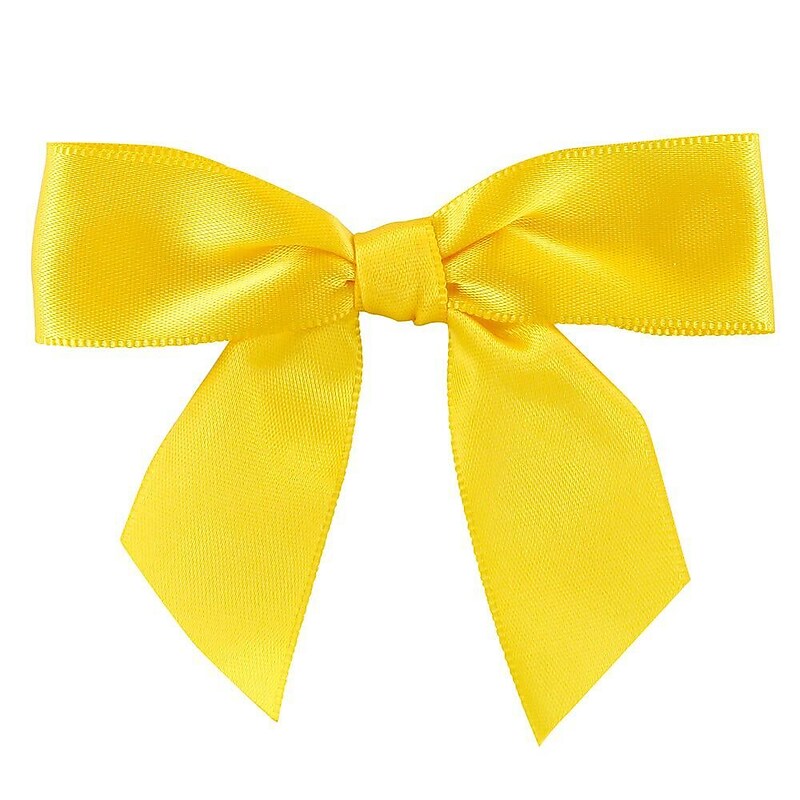 JAM Paper Satin Bows, Yellow, 100/Pack (52640349194) image 1