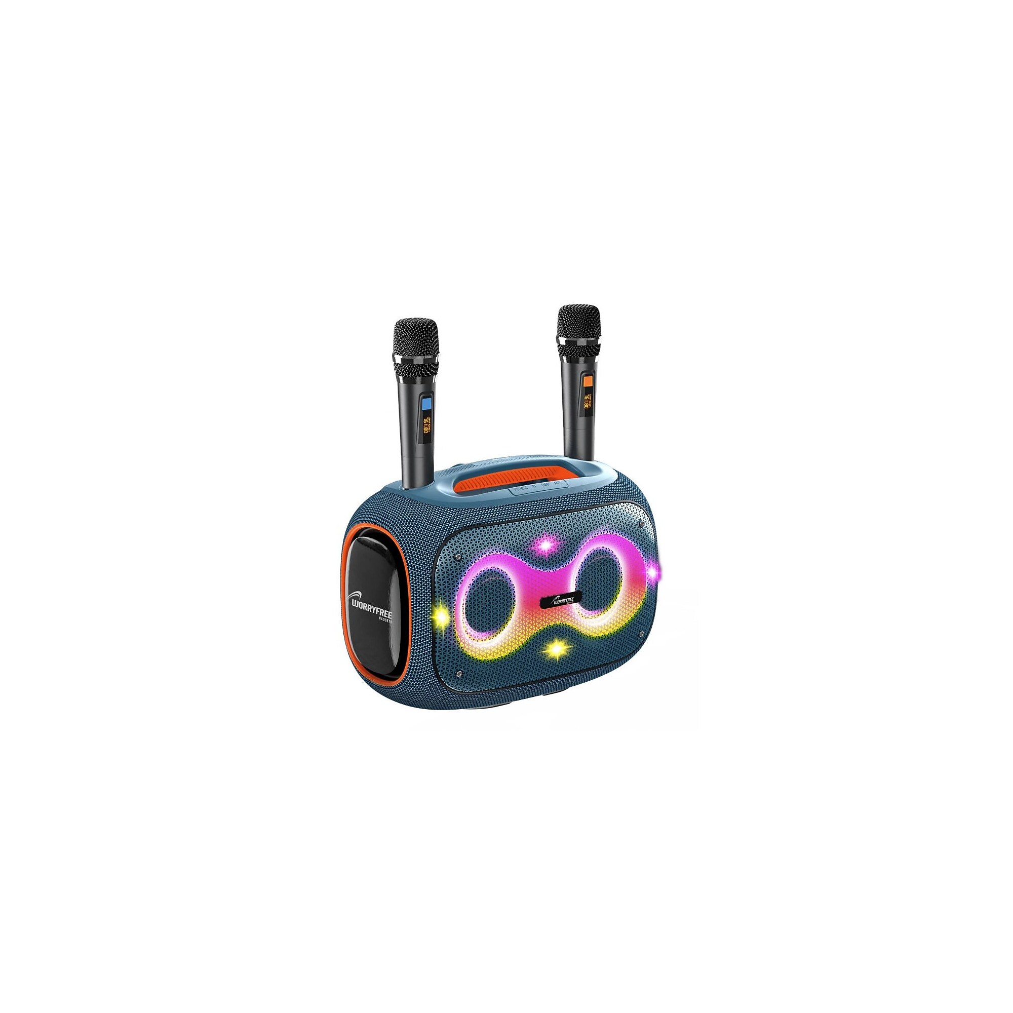 Worryfree Gadgets Party Box Wireless Bluetooth Speaker with 2 Mics & Tripod, Water Resistant, Dark Blue (WPB2-DBLU) Simolary simolary.com