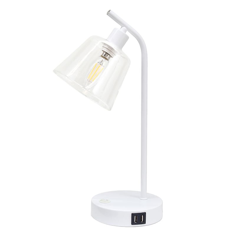 Simple Designs Sleek Essentials LED Desk Lamp, 15.75", with USB Ports, White (LD1074-WHT) image 1