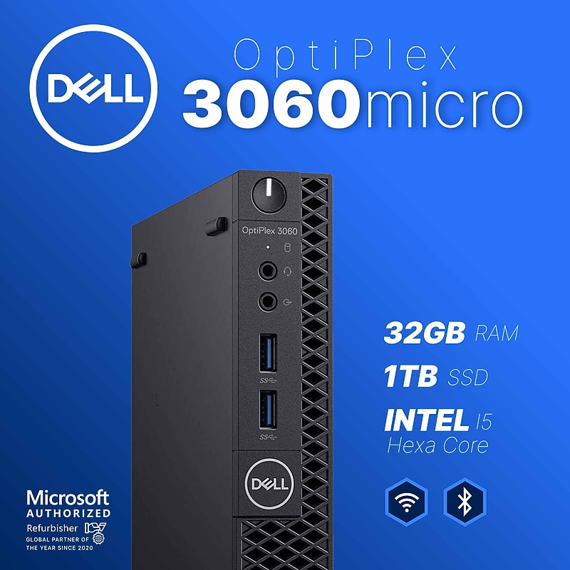 Dell Optiplex Refurbished Micro Computer, Intel Core i5-8500T, 32GB RAM, 1TB SSD, Windows 11 Pro, Speaker, Keyboard + Mouse image 1