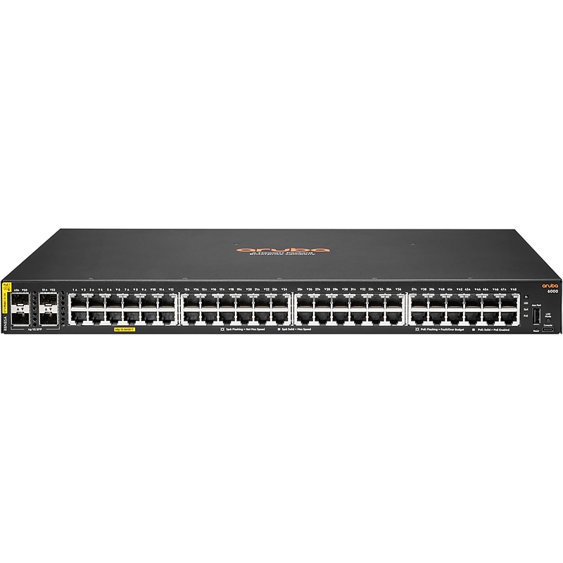 Aruba CX 6000 48-Port Gigabit Ethernet Managed Switch, Black (R8N85A#ABA) image 1