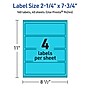 Avery Printable Rectangle Multipurpose Labels, 2.25" x 7.75", Bright Blue, 160/Pack (94244)~#|#~F596B81C-CBB4-4757-86A120AED99C0A7A_sc7