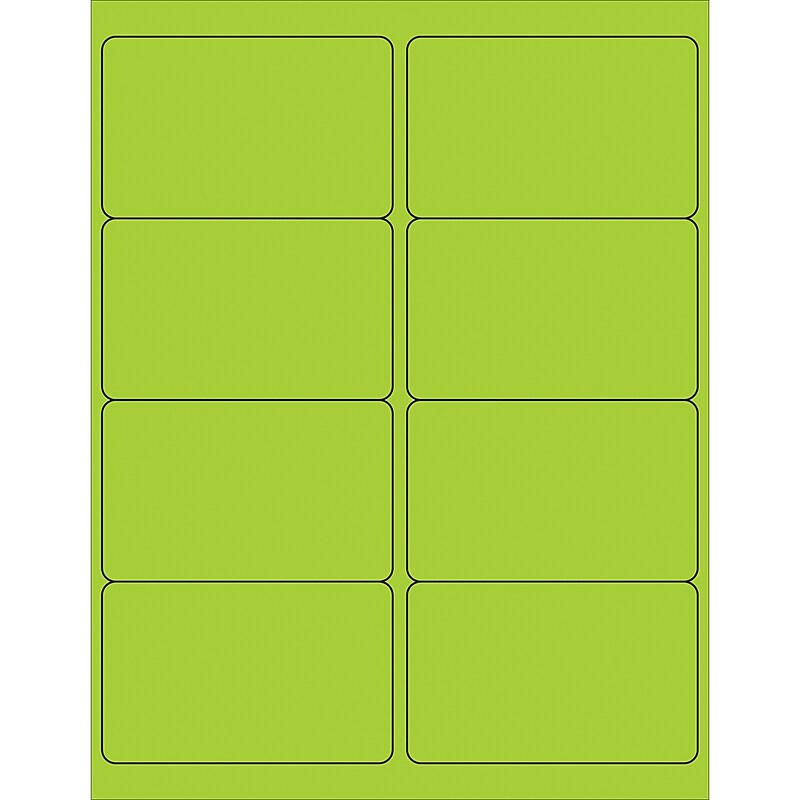 Tape Logic Rectangle Laser Labels, 4" x 2 1/2", Fluorescent Green, 800/Case (LL179GN) image 1