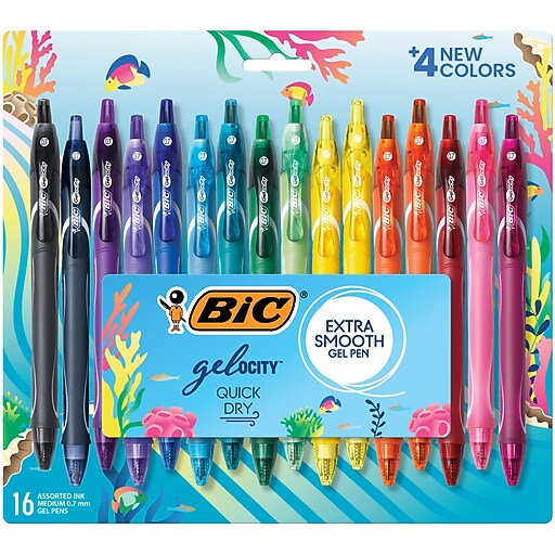 BIC Gelocity Quick Dry Retractable Gel Pens, Medium Point, 0.7mm
