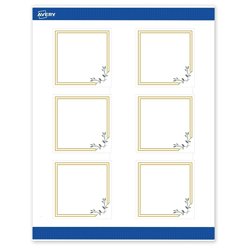 Avery Laser/Inkjet Square Multipurpose Labels, 3" x 3", White, 60/Pack (S00DMT) image 1