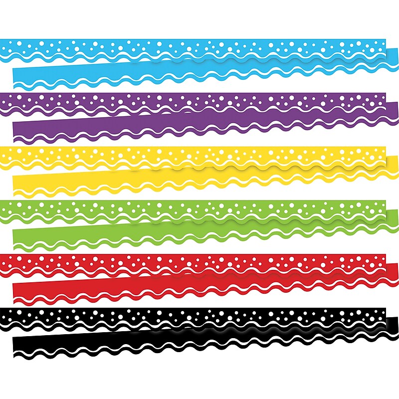 Barker Creek Double-Sided Scalloped Border Set, 36" x 2.25", Happy, 6 designs, 78/Set (BC947) image 1