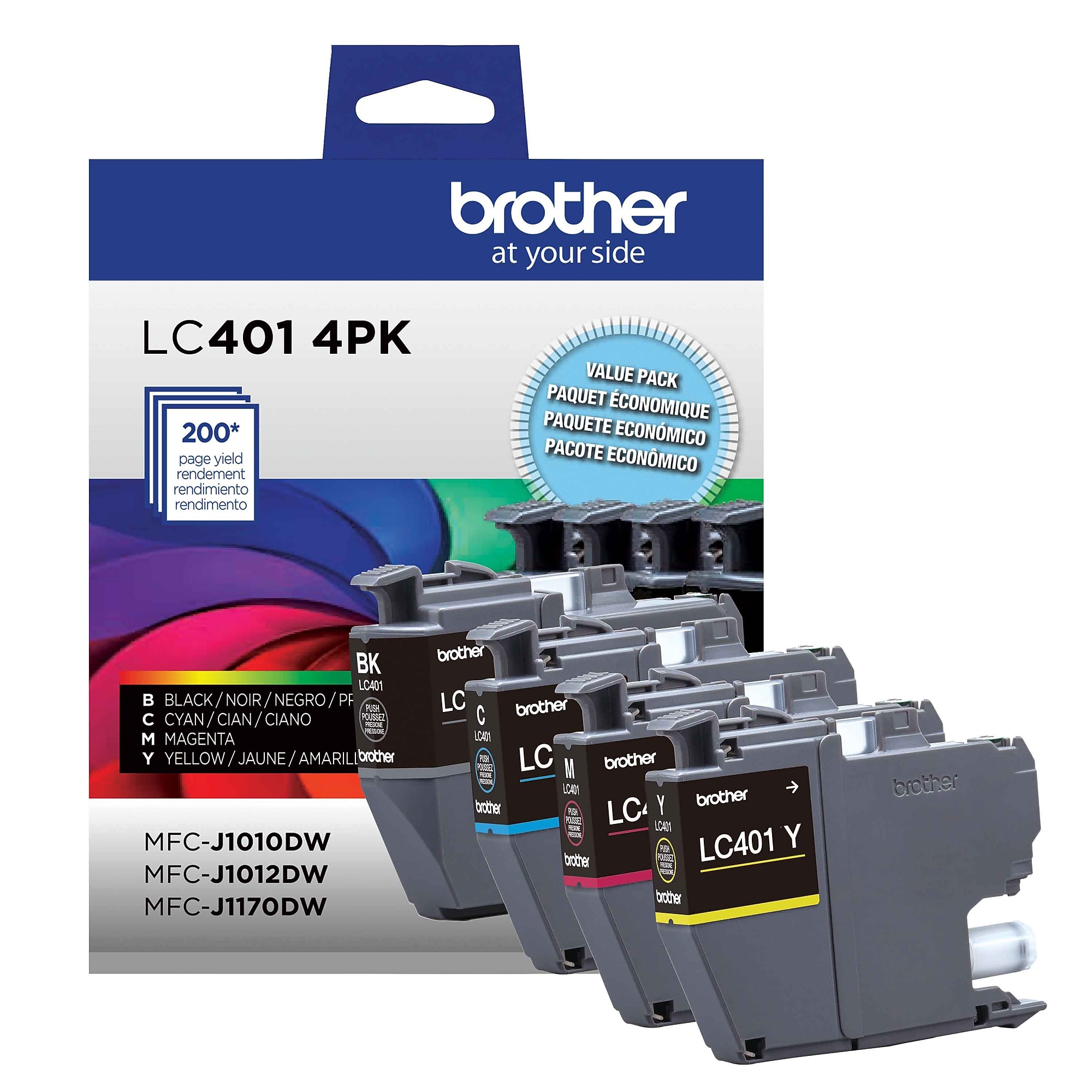 Brother LC401 Black/Cyan/Magenta/Yellow Standard Yield Ink Cartridges, 4/Pack (LC4014PKS) Sansujyuku sansujyuku.com