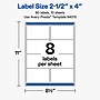 Avery Rectangle Laser/Inkjet Multipurpose Labels, Clear, 8 Labels/Sheet, 10 Sheets/Pack (19479311191)~#|#~F5BBE064-6679-4B99-B42DC8FCA1C592D3_sc7