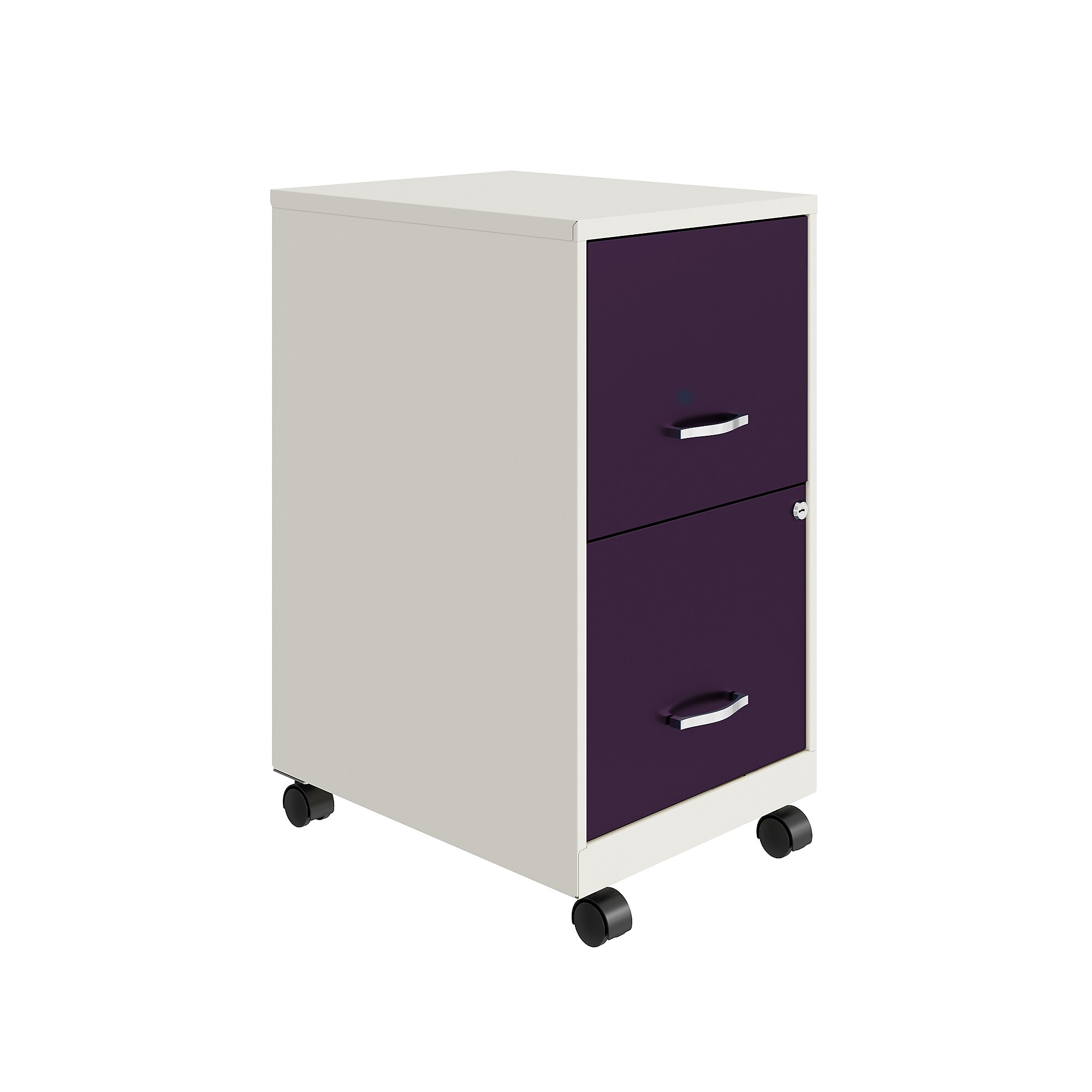 Space Solutions SOHO Smart File 2-Drawer Mobile Vertical File Cabinet, Letter Size, Lockable, Pearl White/Midnight Purple(25336) Sansujyuku sansujyuku.com