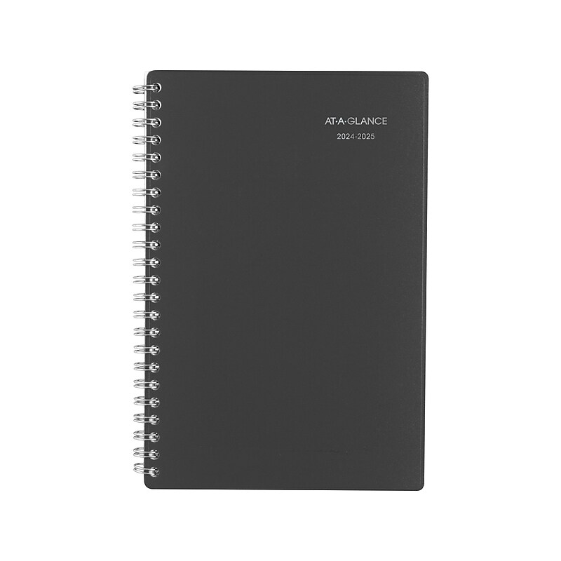 2024-2025 AT-A-GLANCE DayMinder 5" x 8" Academic Weekly & Monthly Planner, Poly Cover, Charcoal (AYC200-45-25) image 1