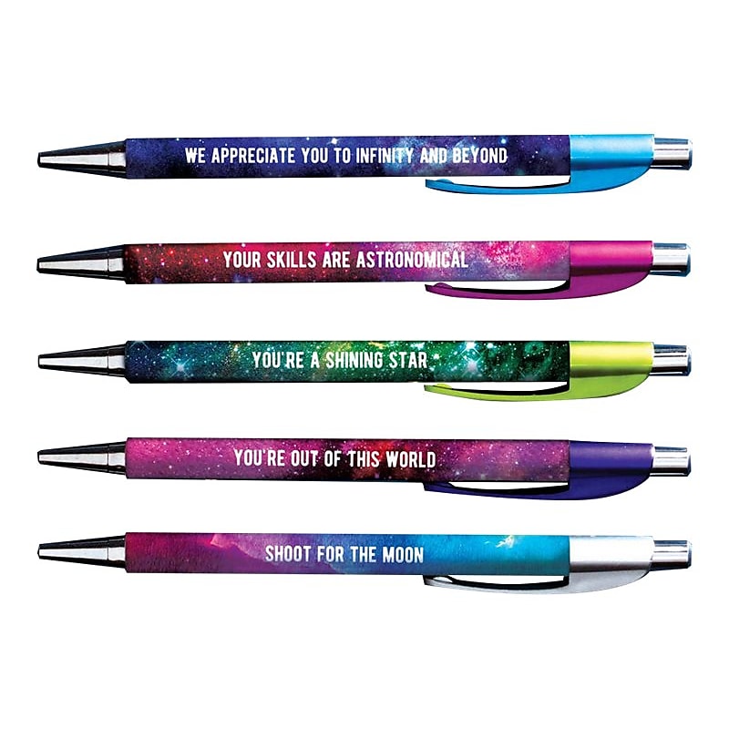 Baudville Stellar Retractable Ballpoint Pens, Fine Point, Black Ink, 5/Pack (92535) image 1