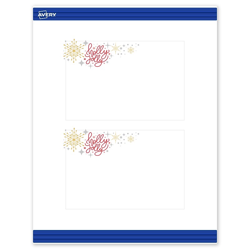 Avery Silver-Holly Sparkles Matte Blank Card, White, 20/Pack (S00-FHJ) image 1