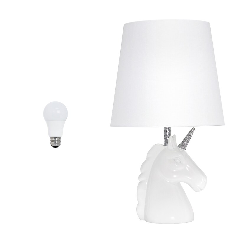 Creekwood Home Whimsilux 15.5" LED Table Lamp, White/Silver Glitter (CWT-2023-SL-LB) image 1