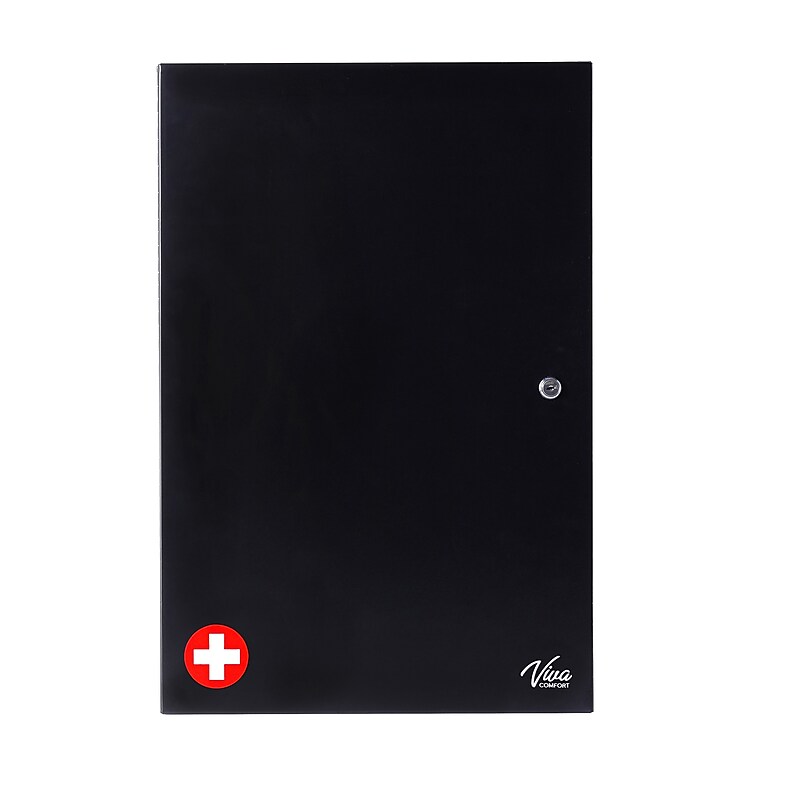Viva Comfort Large Double Door Medicine Locking Secure Storage Medical Cabinet, 1.7 cu. ft., Black (ADIME999-03-BLK-MK) image 1