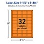 Avery Laser/Inkjet Multipurpose Rectangle Labels, 1.25" x 1.75", Bright Orange, 320/Pack (94226)~#|#~F5F35DE6-778B-4EB7-B8644696C22D45D5_sc7