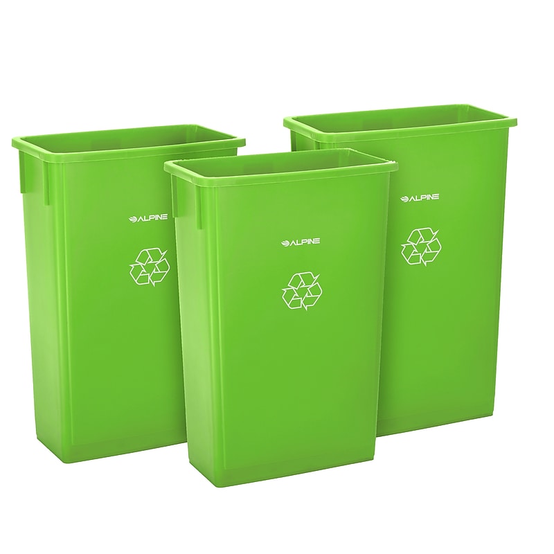 Alpine Industries Polypropylene Recycling Bin, 23 Gallon, Lime Green , 3/Pack (ALP477-LGRN-3) image 1