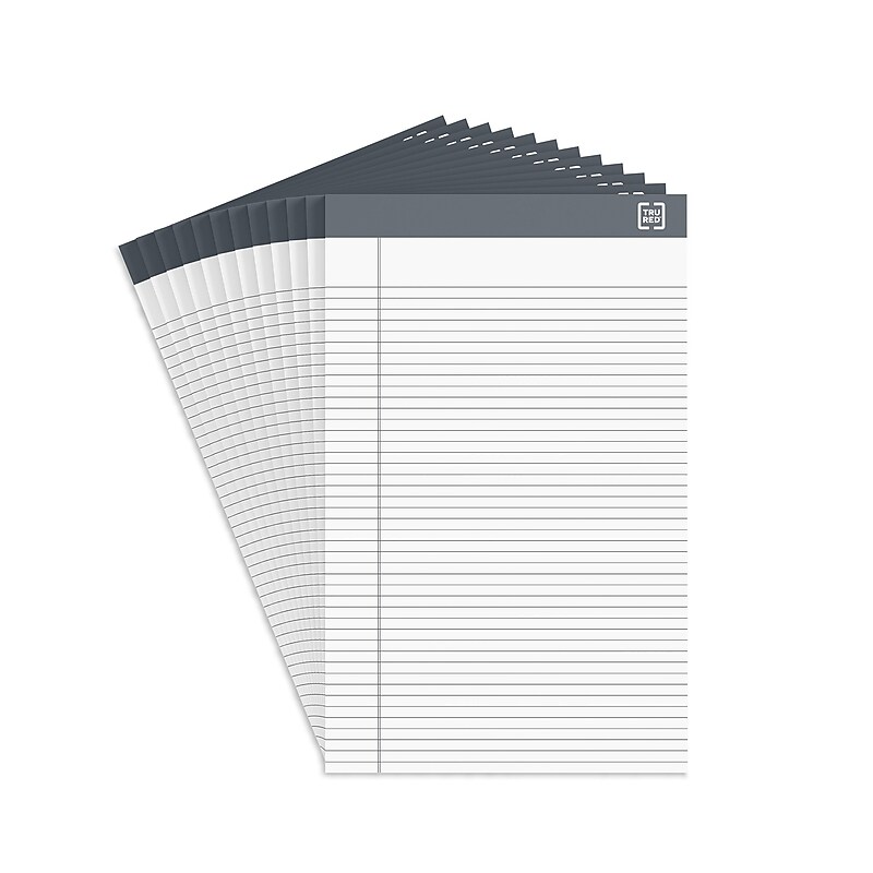 TRU RED™ Notepad, 5" x 8", Narrow Ruled, White, 50 Sheets/Pad, Dozen (TR59904/TR57360) image 1