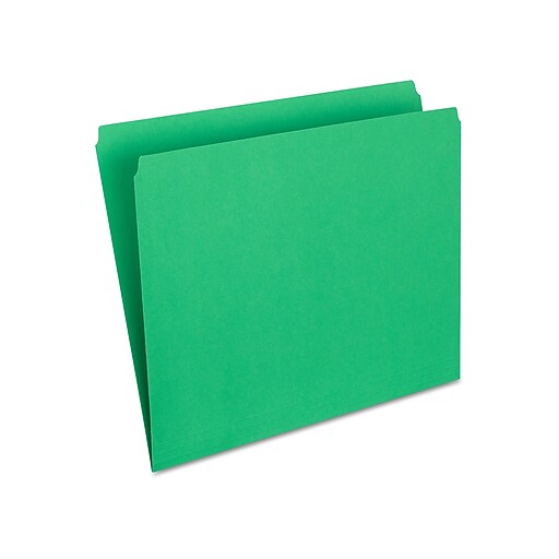 Staples File Folder, Single Tab, Letter Size, Green, 100/Box (ST509653