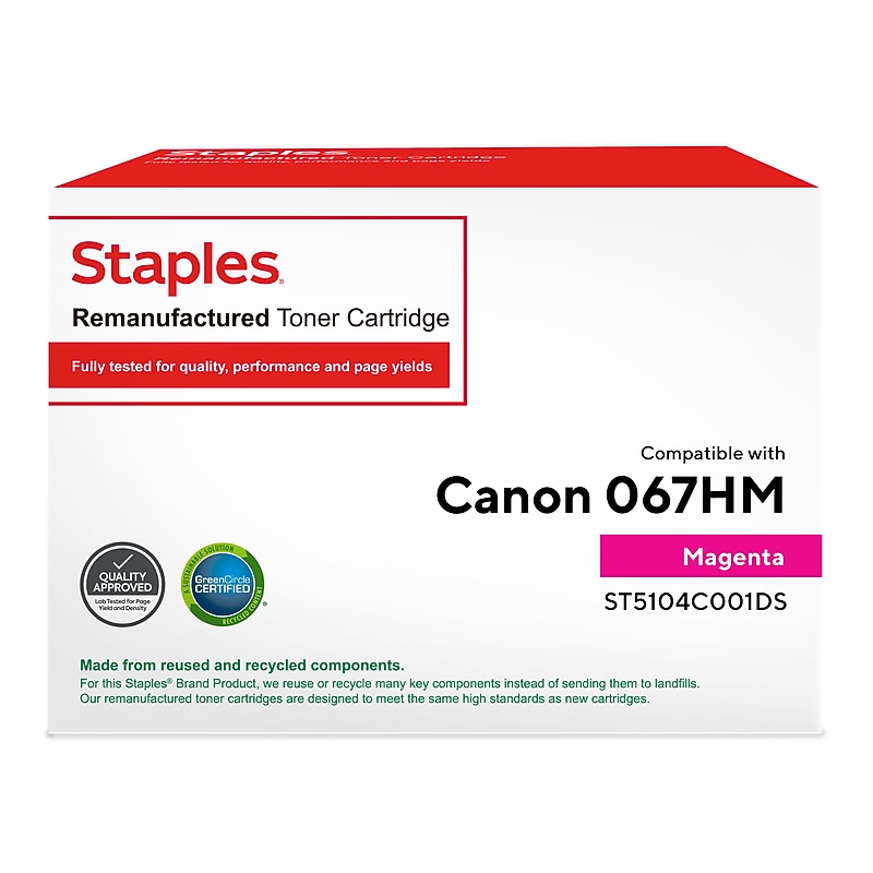 Staples Remanufactured Magenta High Yield Toner Cartridge Replacement for Canon 067H (ST5104C001DS) image 1