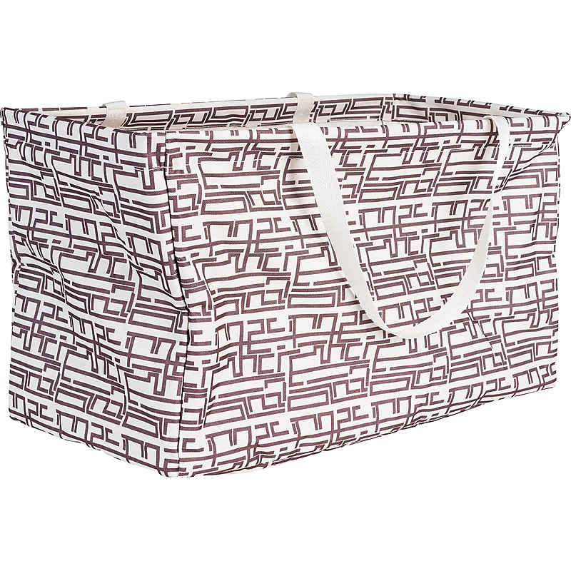Household Essentials Krush Container Geometric Rectangular Storage Tote, White/Tan (2214) image 1