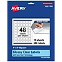 Avery Laser/Inkjet Square Glossy Labels, 1" x 1", Clear, 480 Labels/Pack (94103)~#|#~F60E8E08-FA12-432B-AA57F021FB06A541_sc7
