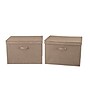Household Essentials Large Stackable Folding Fabric Wide KD Storage Box, 12" x 18.5"x 15", 57.7 Qt., Beige, 2/Pack (7819-1)~#|#~F61B0FD1-8326-4F59-A13E7D555B30CACB_sc7