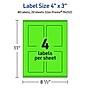 Avery Laser/Inkjet Multipurpose Rectangle Labels, 4" x 3", Neon Green, 80/Pack (94252)~#|#~F624954F-115E-48E2-9B9C1A390F64F8FE_sc7