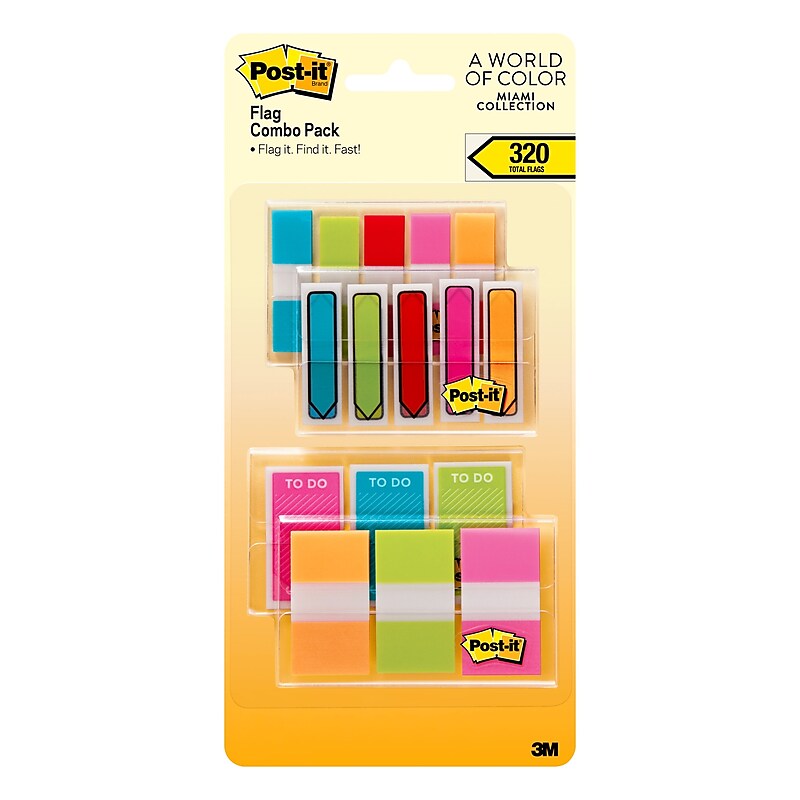 Post-it Flags Combo Pack, Assorted Colors, 320 Flags/Pack (683-XLM) image 1