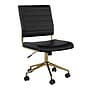 Martha Stewart Ivy Armless Faux Leather Swivel Office Chair, Black/Polished Brass (CH2209211BKGLD)~#|#~F62C4694-D53F-4F87-AAF7852D5FD00566_sc7