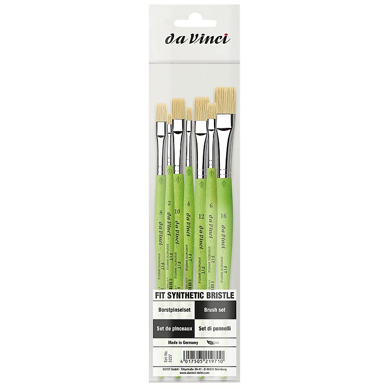 da Vinci FIT Synthetics Acrylic & Oil Synthetic Bristle, Student Flat Brushes, 7/Pack (DVXVA52270) image 1