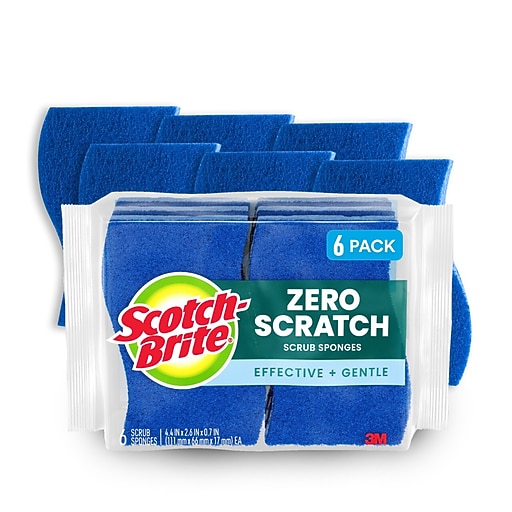 Scotch-Brite Non-Scratch Sponge with Scrubber, Blue, 6 Sponges