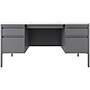Hirsh 60"W Double-Pedestal Teacher's Desk, Platinum/White (22645)~#|#~F63F6C2E-6116-4EDA-A5F01481B7F174C3_sc7
