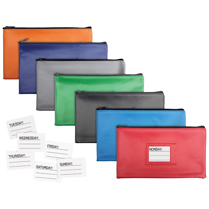Better Office Security Bank Deposit Bags, 1-Compartment, Assorted Colors, 7/Pack (24007-7PK) image 1