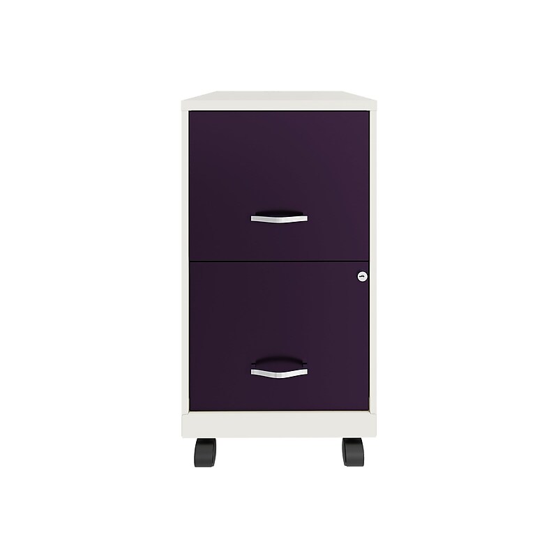 Space Solutions SOHO Smart File 2-Drawer Mobile Vertical File Cabinet, Letter Size, Lockable, Pearl White/Midnight Purple(25336) image 1