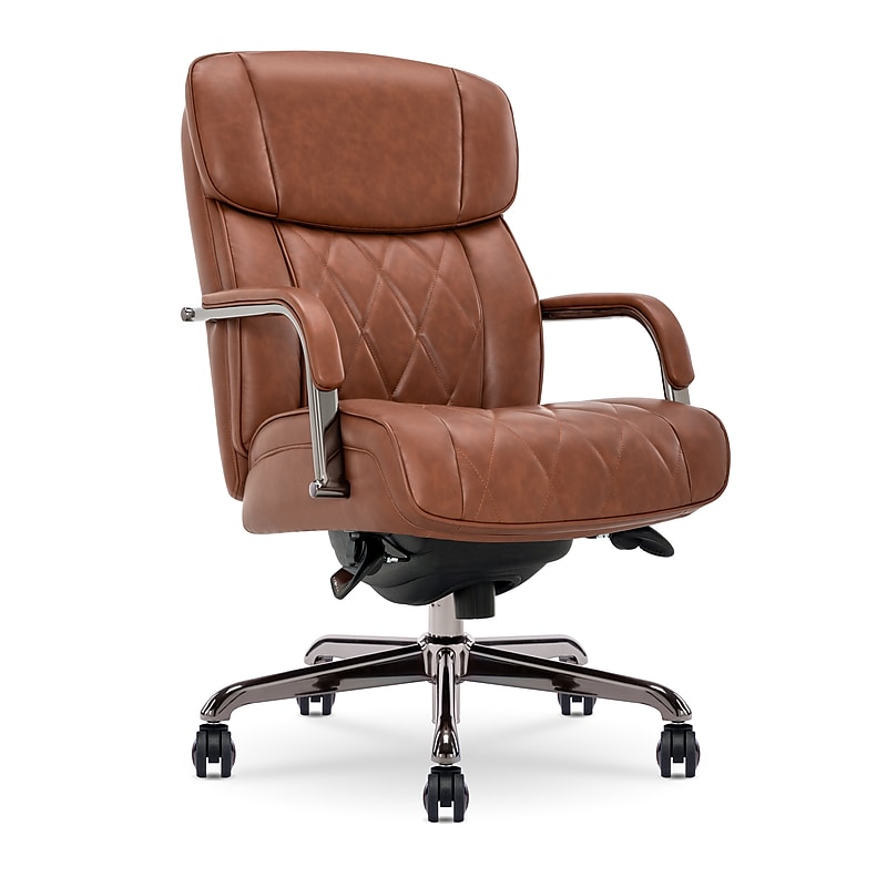 La-Z-Boy Symphony Ergonomic Bonded Leather Swivel Executive Chair, Cognac and Graphite (CCHR10013C) image 1
