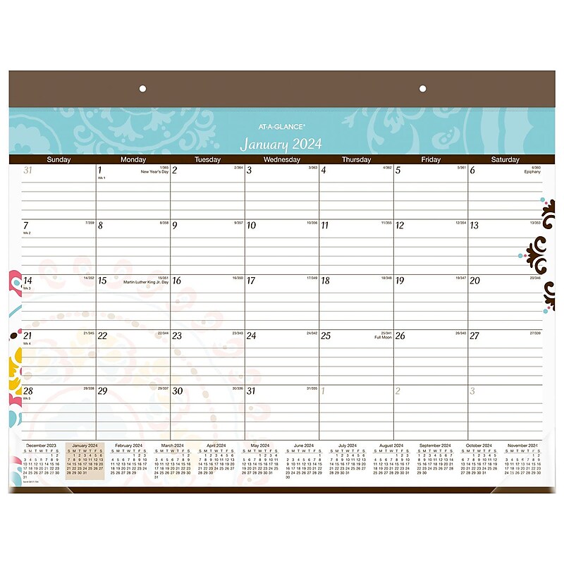 2024 AT-A-GLANCE Suzani 21.75" x 17" Monthly Desk Pad Calendar (SK17-704-24) image 1