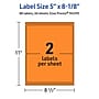 Avery Rectangle Multipurpose Labels, 5" x 8-1/8", Bright Orange, 80/Pack (94259)~#|#~F651CD69-C8AD-4D62-BDE46B26C4827FDF_sc7
