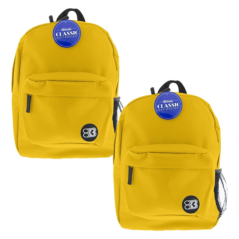Bazic Classic Kids Laptop Compatible Backpack, Medium, Mustard Yellow, 2/Bundle (BAZ1062-2) image 1