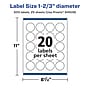 Avery Laser/Inkjet Round Multipurpose Labels, 1.6667"  Dia, Matte White, 500/Pack (94508)~#|#~F670CA20-9722-4FA5-8FFF43D57EA68F0B_sc7
