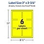 Avery Laser/Inkjet Rectangle Multipurpose Labels, 3" x 3.75", Neon Yellow, 60/Pack (94248)~#|#~F67650FA-49CB-4855-A37058C85A42802F_sc7