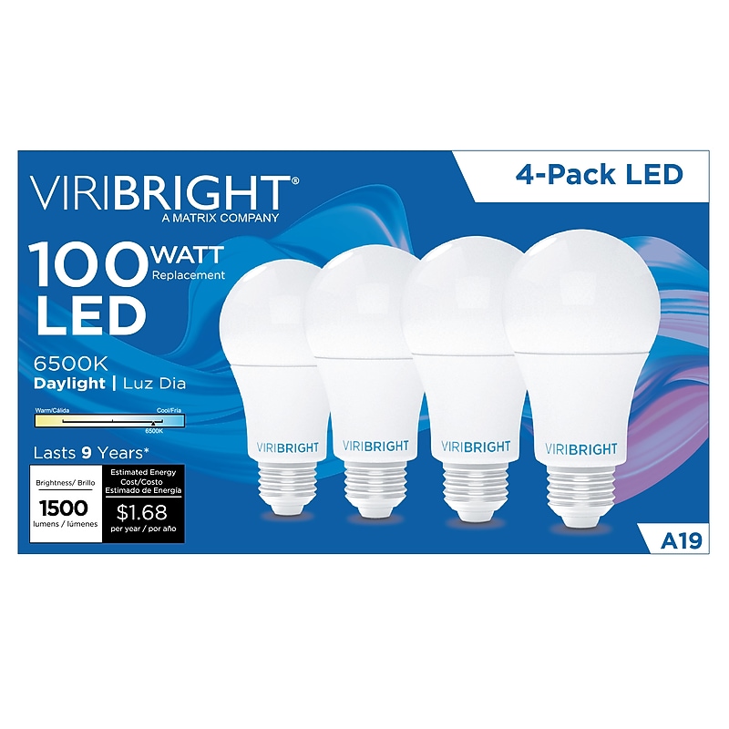 Viribright 14 Watts Daylight LED Household Bulb, 4/Pack (651641) image 1